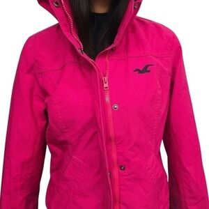 Hollister Hot Pink Hooded Jacket Small Y2K Coastal Girl Barbiecore Casual‎